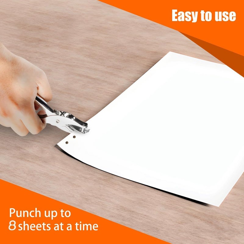 Ultimate Stationery 1 Hole Punch, Single Hole Puncher, 8 Sheet Capacity, Ultimate Stationery, Silver Color, 2 Pack Classic Office Paper Punch for Paper - Image 5